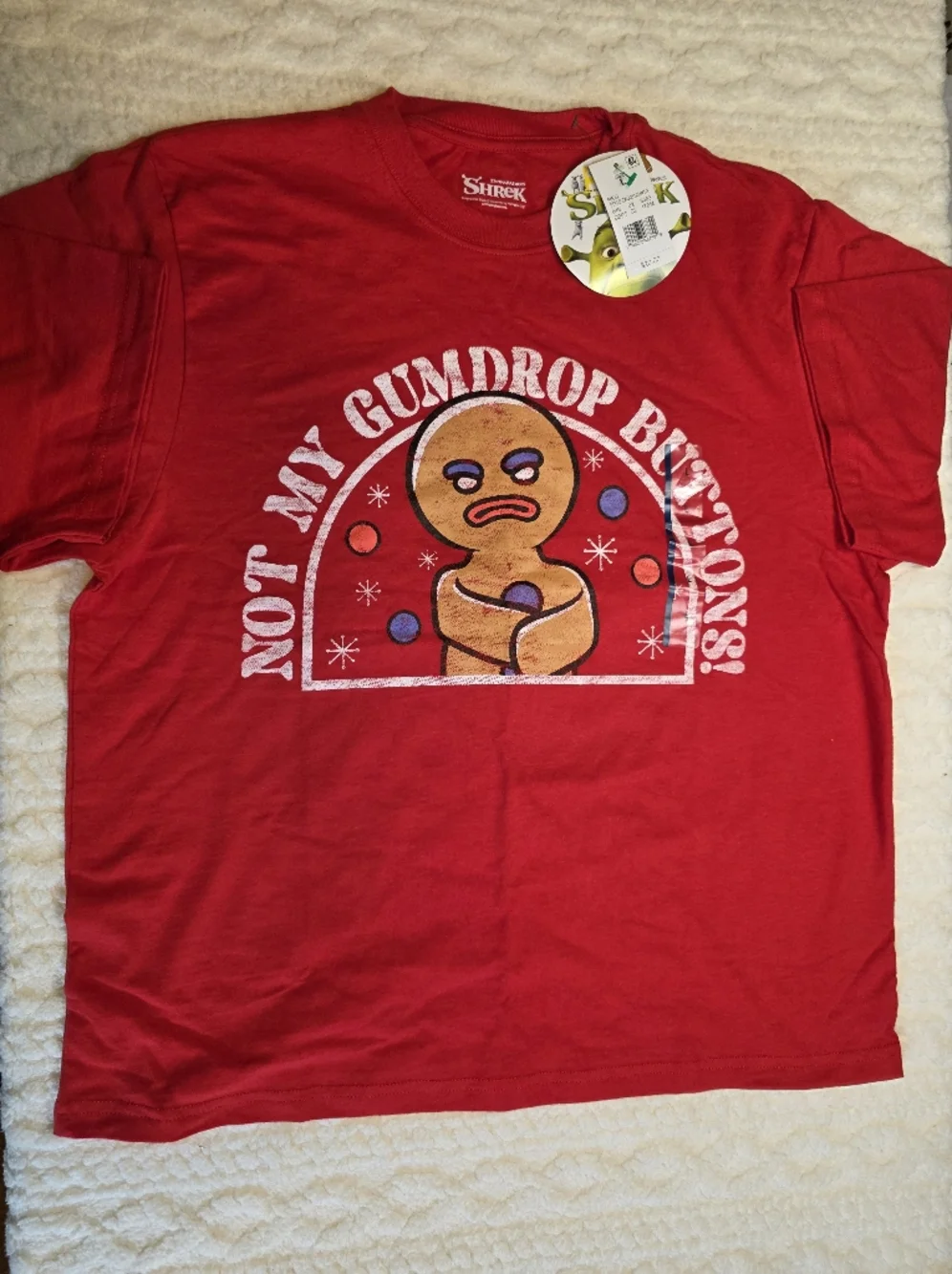 NWT Shrek Gingy “Not My Gumdrop Buttons!” Graphic Tee Size L